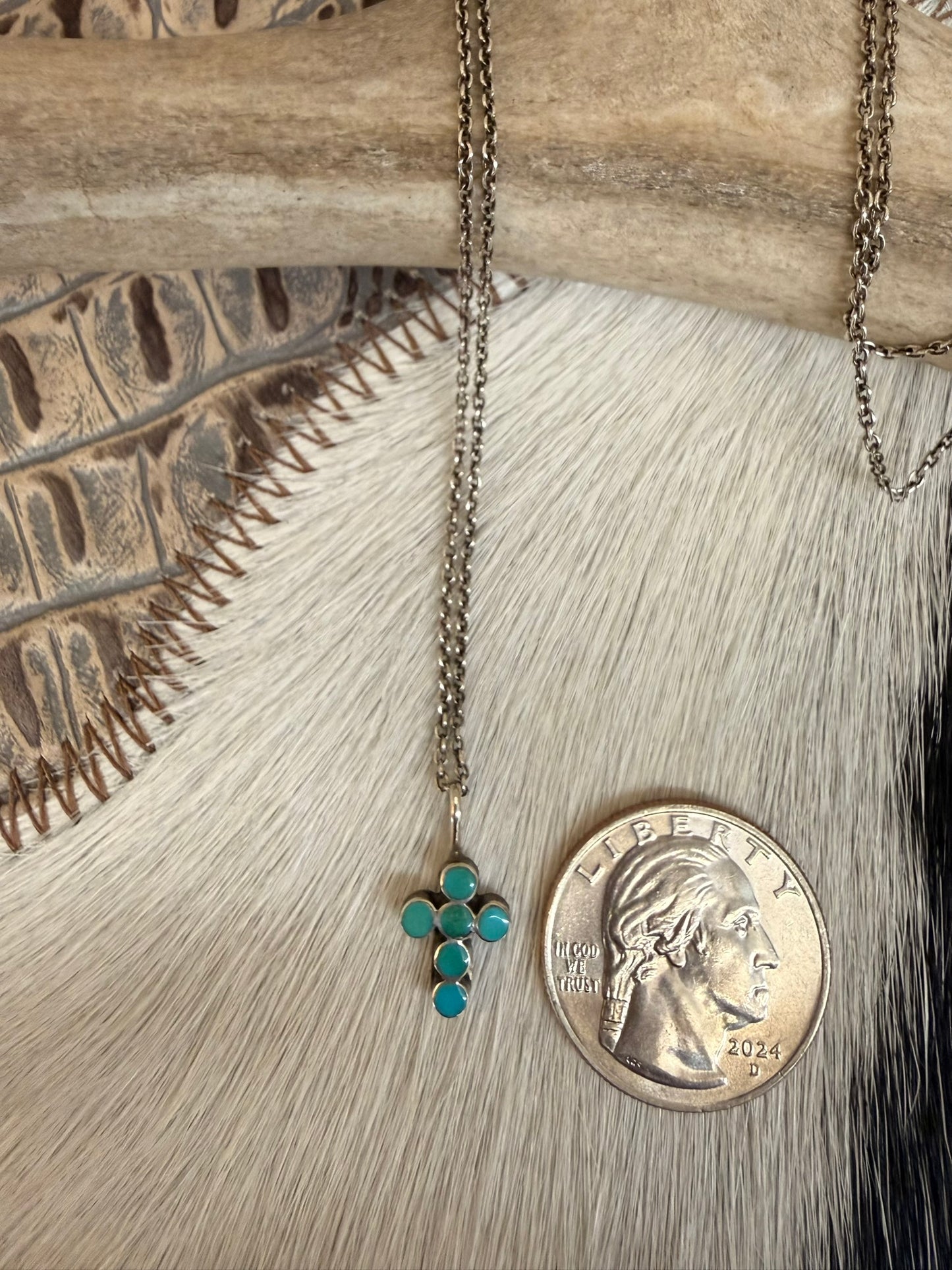 Cross Turquoise Inlay Necklace