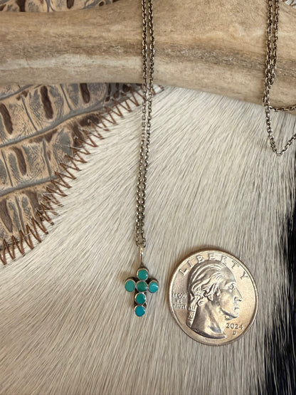 Cross Turquoise Inlay Necklace