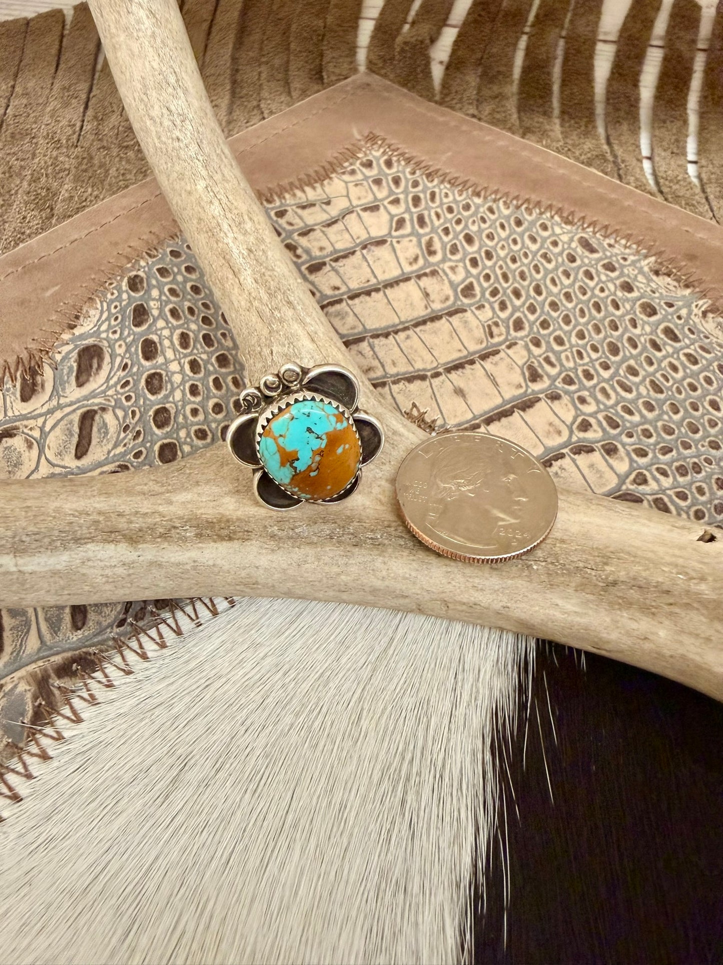 Navajo Kingman Turquoise Ring Size 6.75