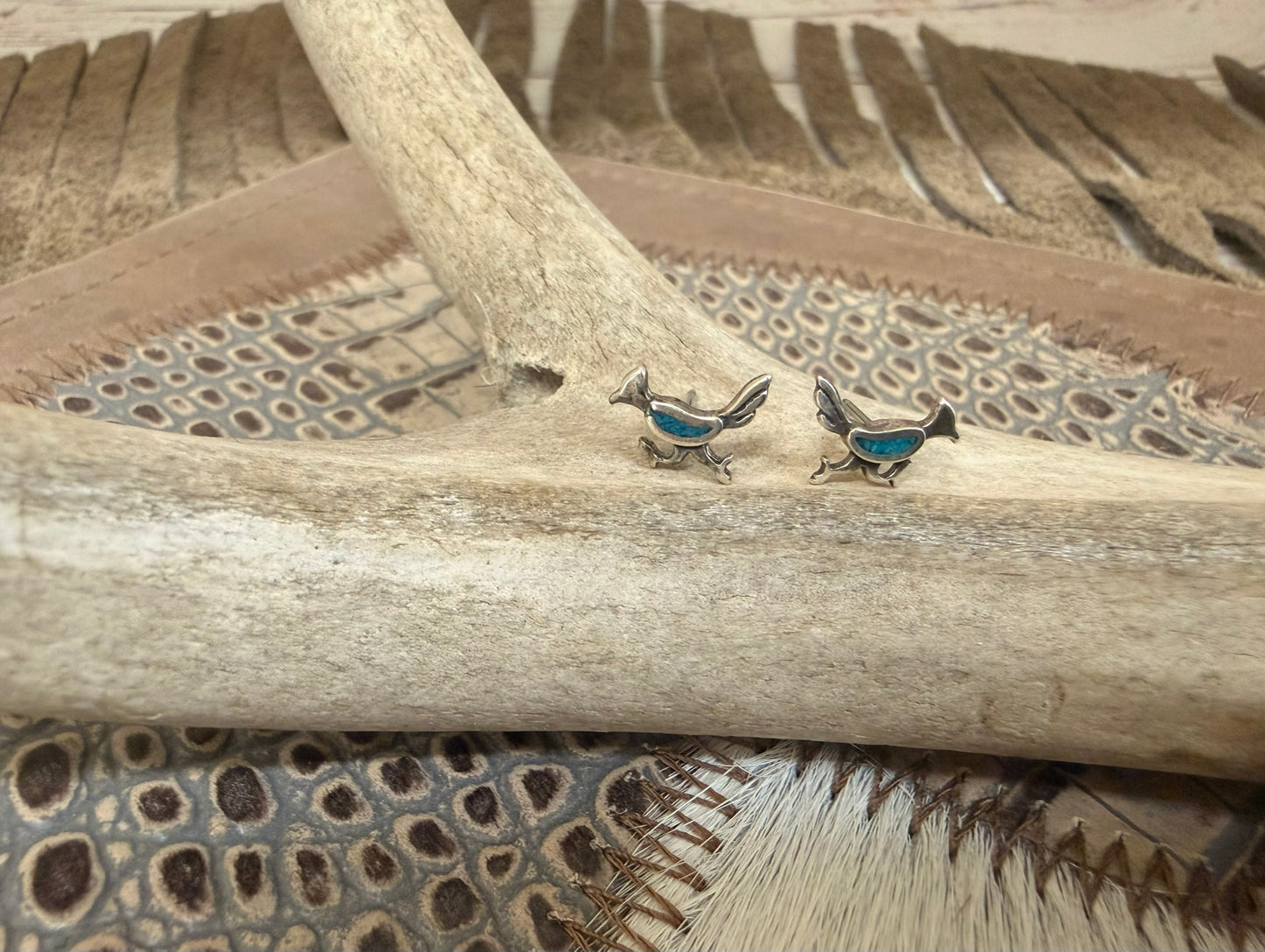 Roadrunner Turquoise Inlay Earrings