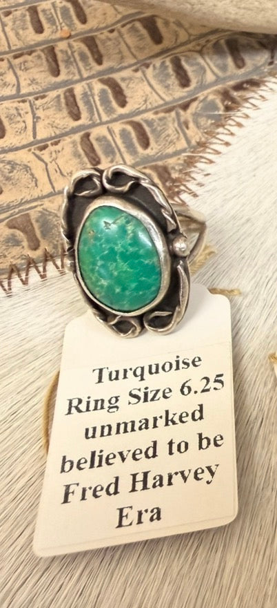 Oval Turquoise Ring Size 6.25