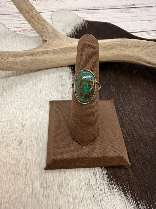 Malachite Oval Ring Size 5