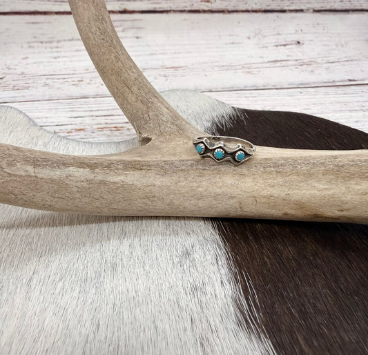 Zuni Snake Eye 3 Stone Ring Size 3.5