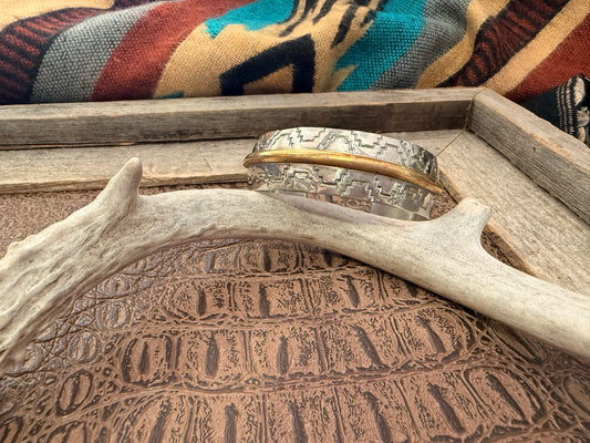 Stamped Cuff with Brass Middle Design