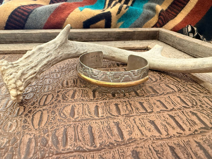 Stamped Cuff with Brass Middle Design