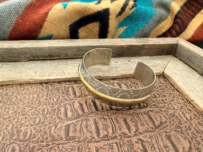 Stamped Cuff with Brass Middle Design