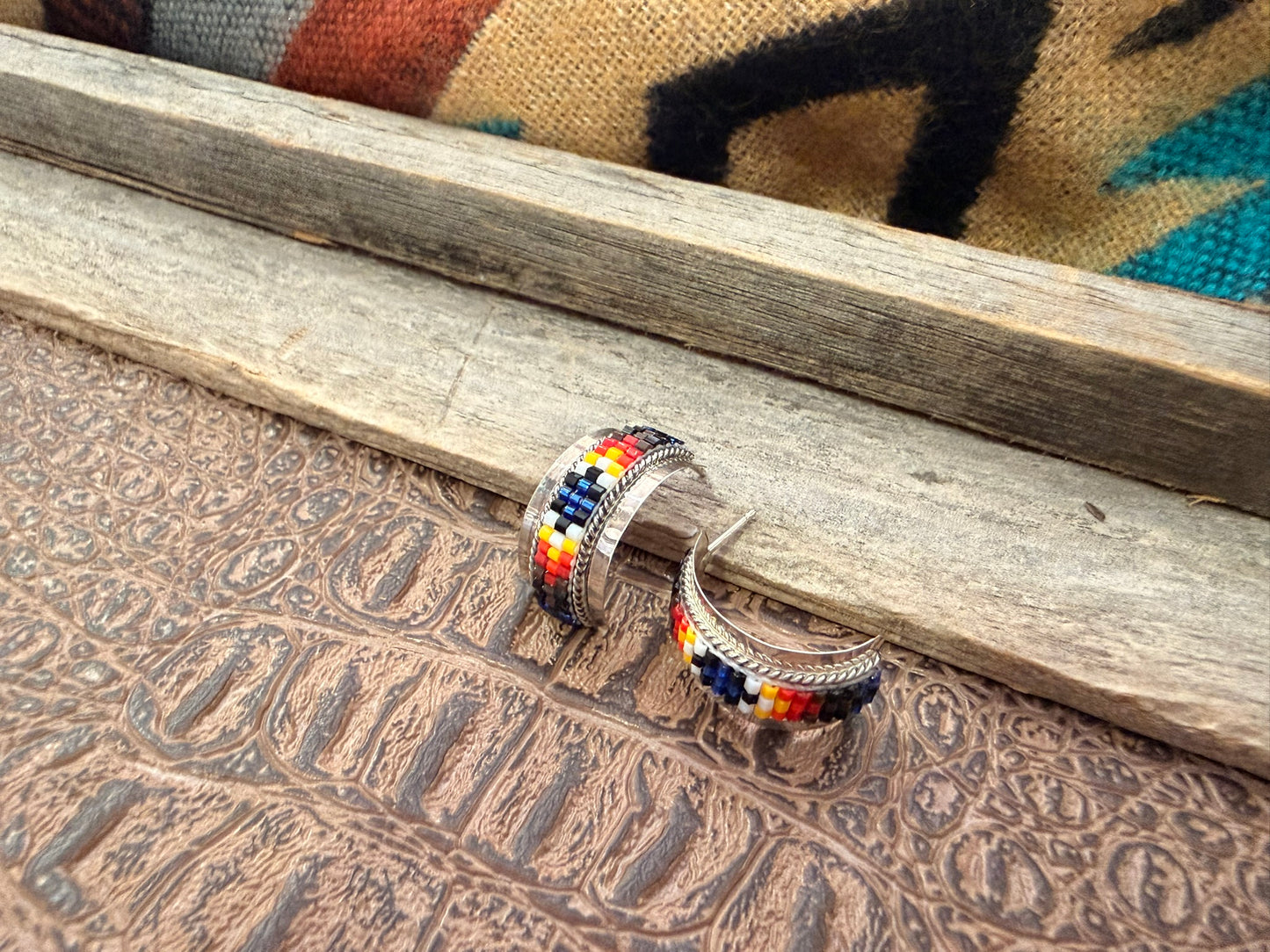 Beaded Navajo Hoop Earrings