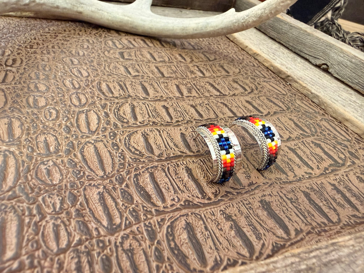 Beaded Navajo Hoop Earrings