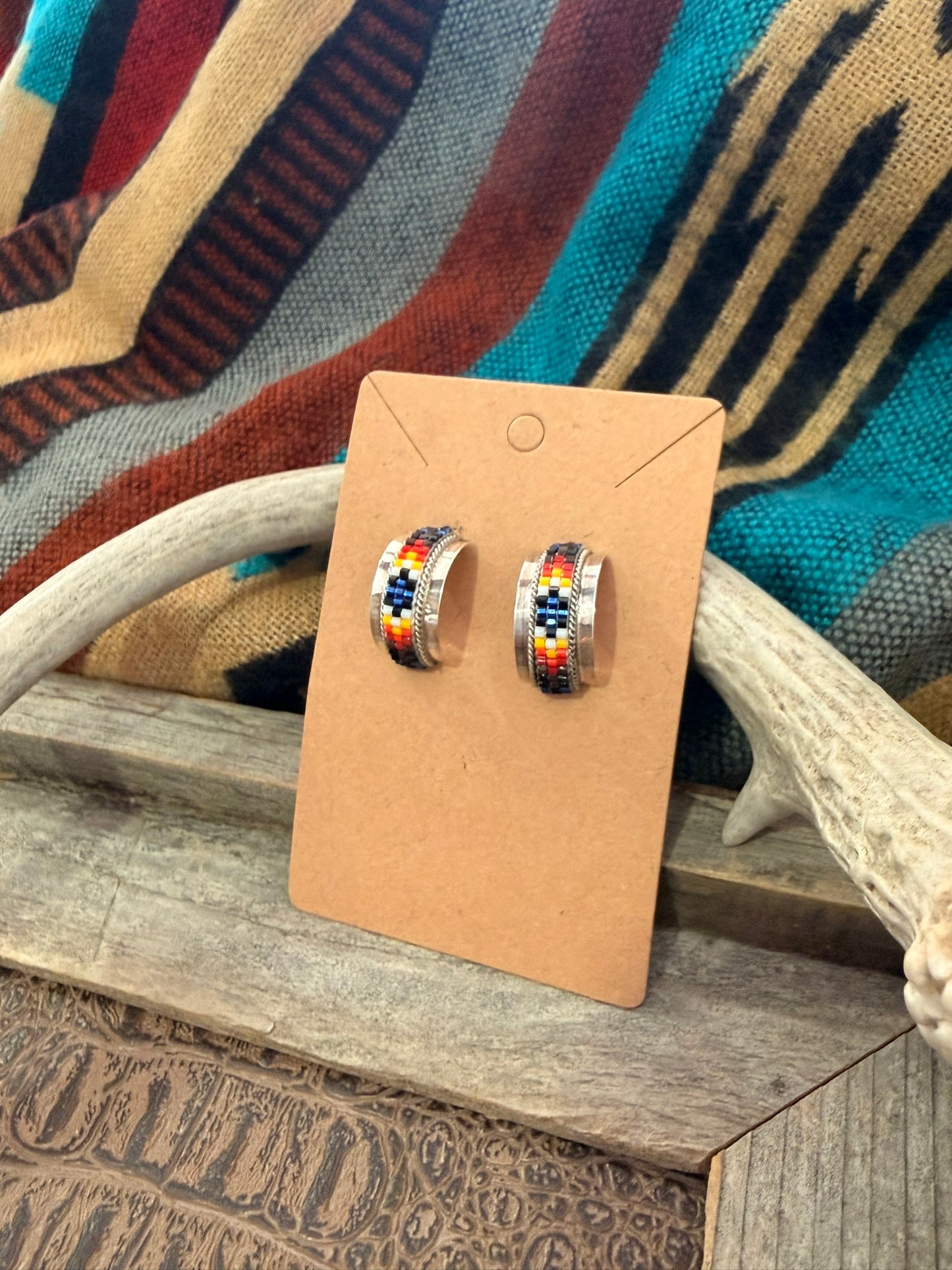 Beaded Navajo Hoop Earrings