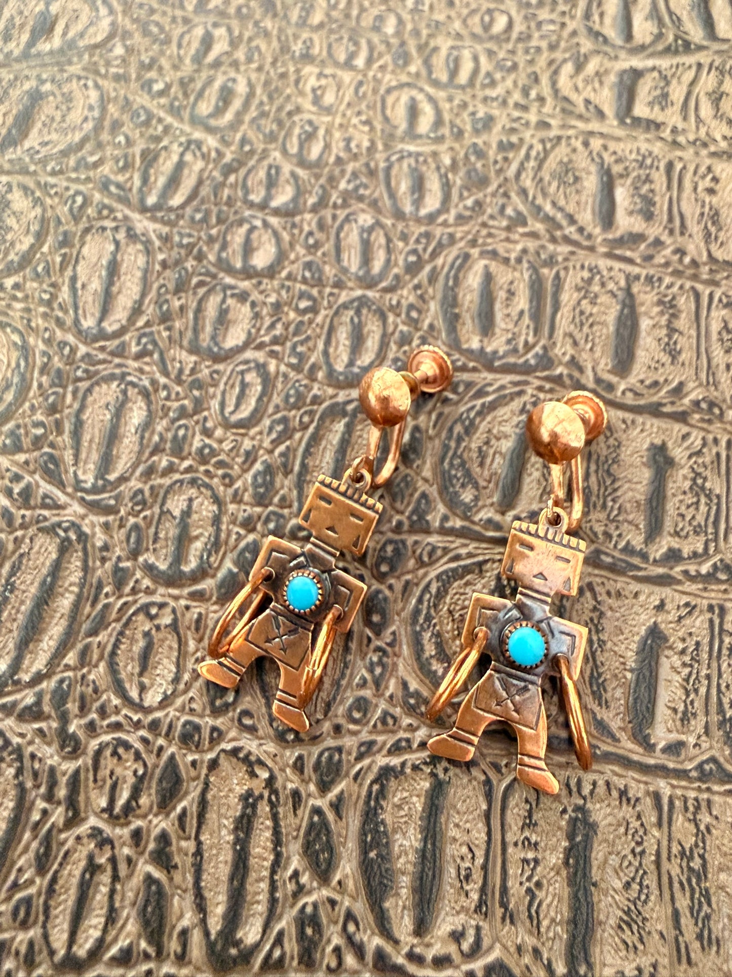 Copper Kachina Hoop Dancer Earrings