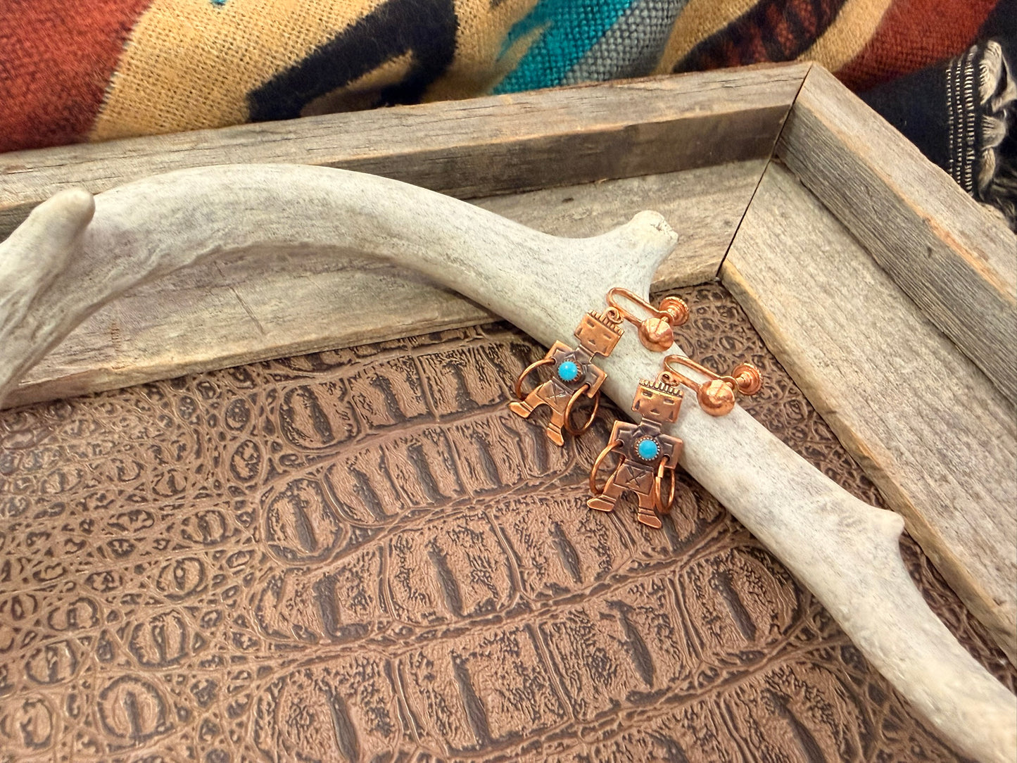 Copper Kachina Hoop Dancer Earrings