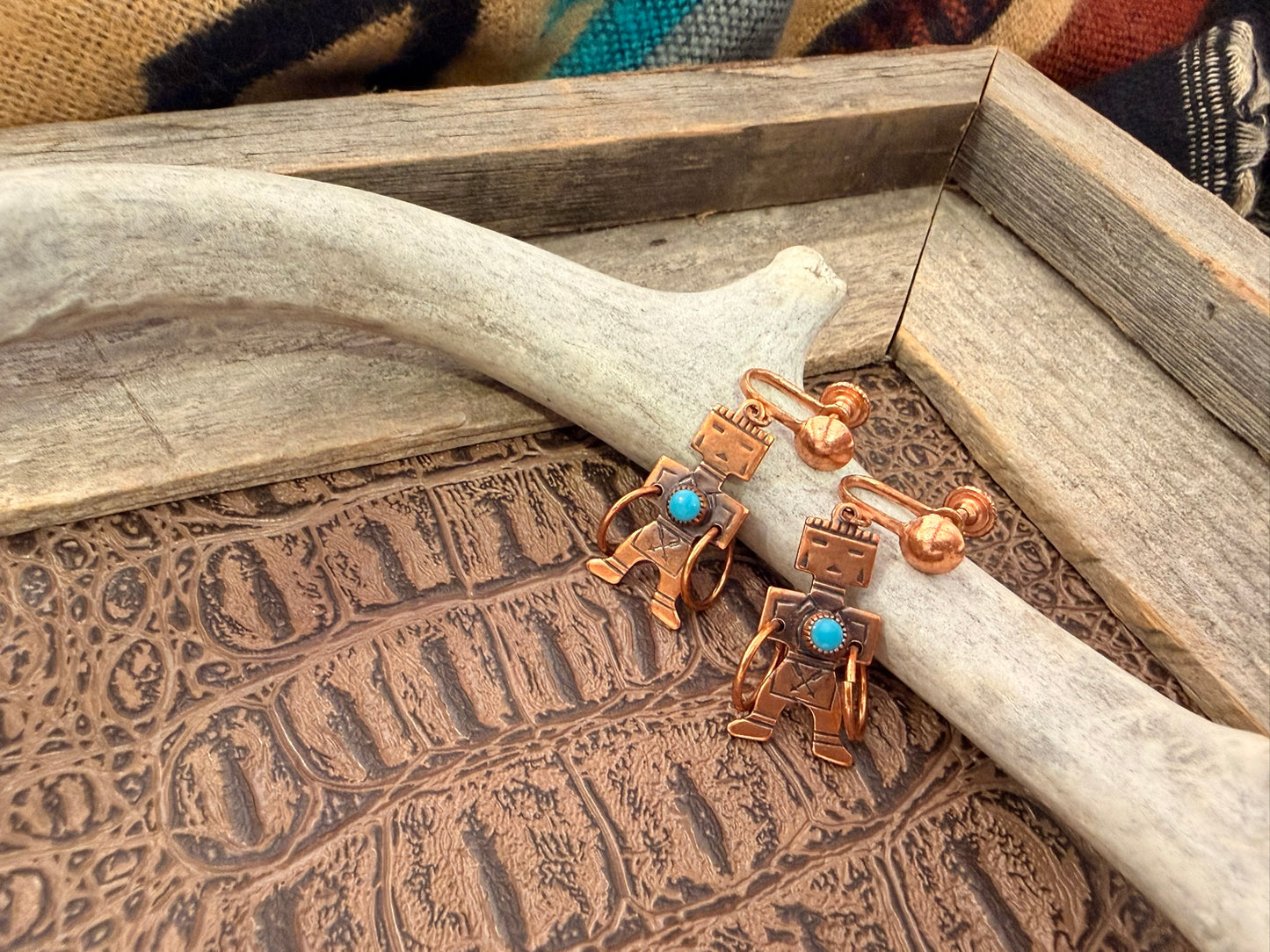 Copper Kachina Hoop Dancer Earrings
