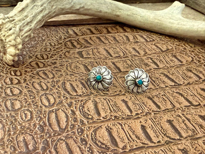 Small Stamped Concho and Turquoise Studs