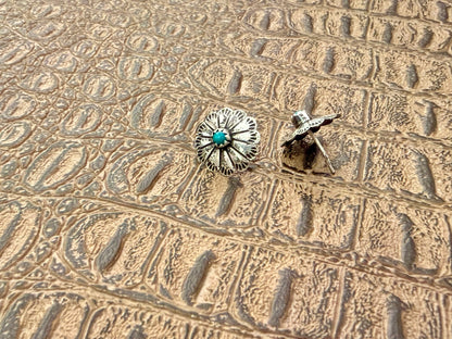 Small Stamped Concho and Turquoise Studs