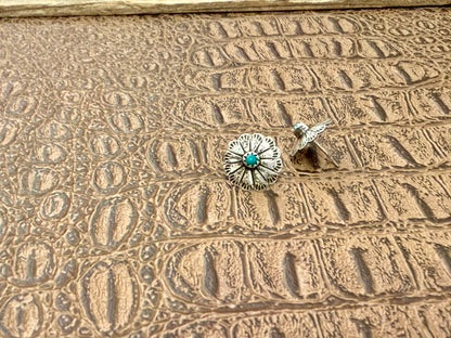 Small Stamped Concho and Turquoise Studs