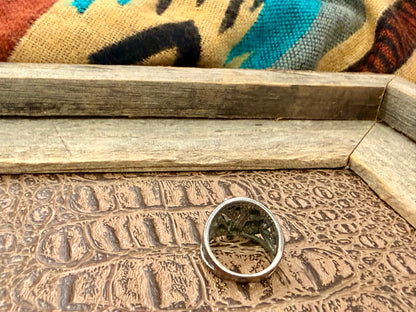 Turquoise and Coral Floral Ring Size 6