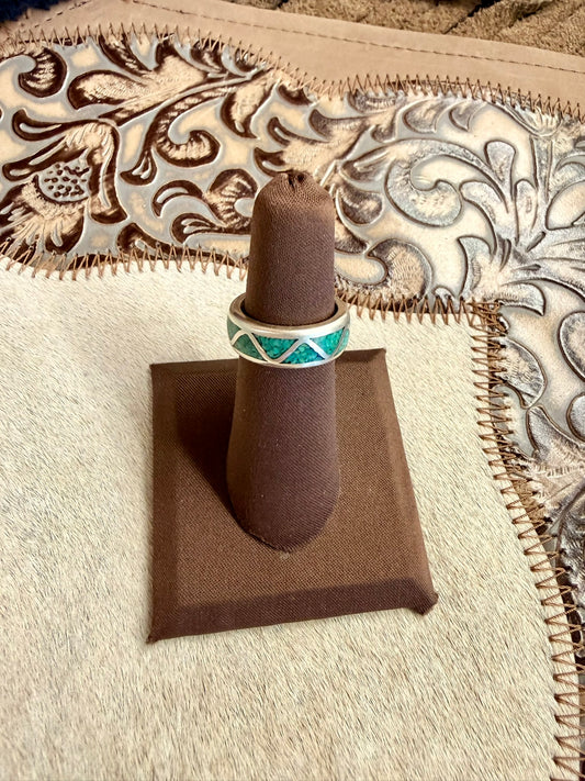 Inlay Turquoise Ring Size 5.25
