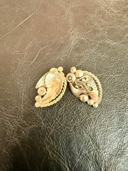 Sterling Silver Floral and Feather Earrings