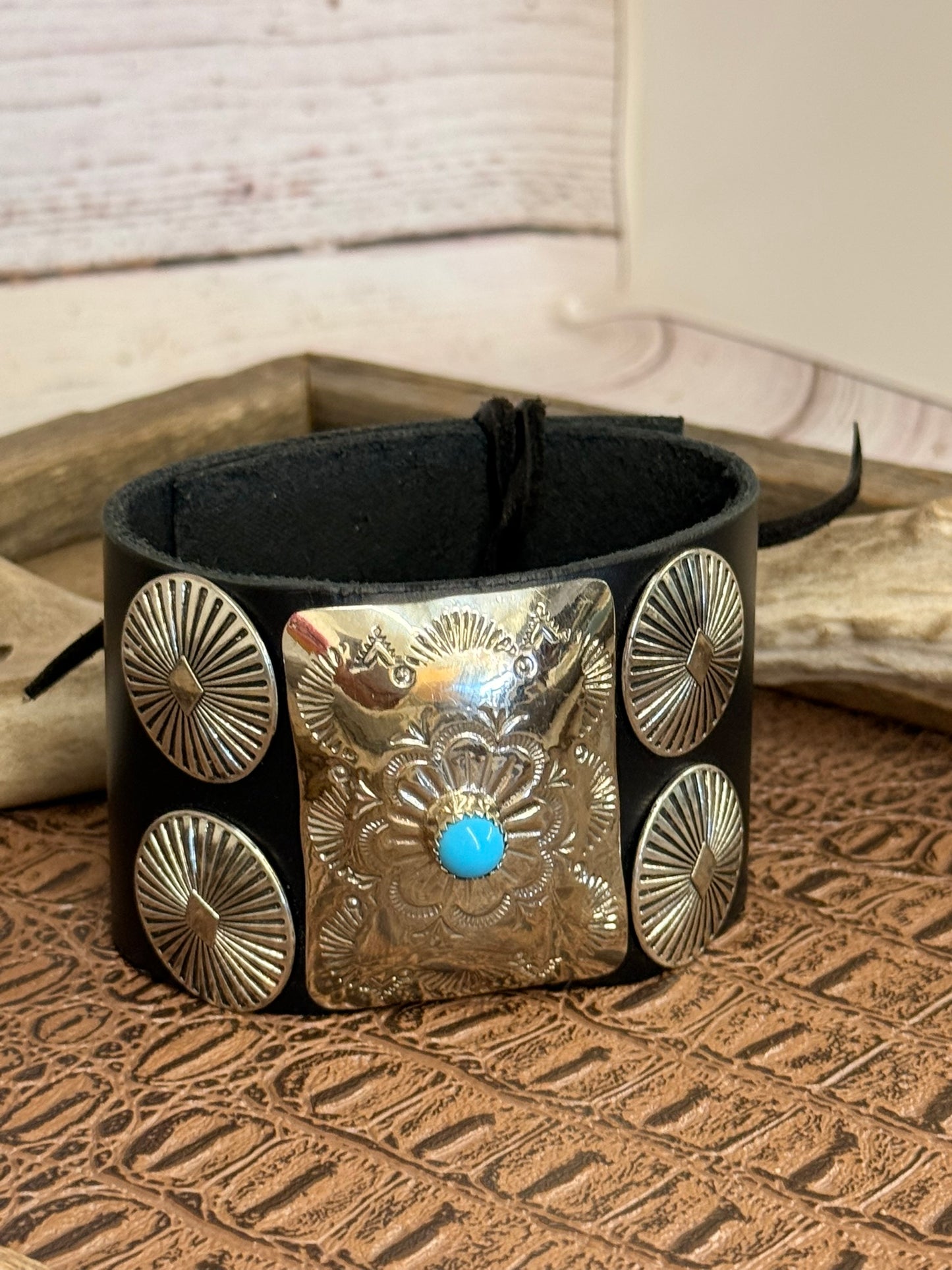 Bow Guard Nickel Silver and Turquoise