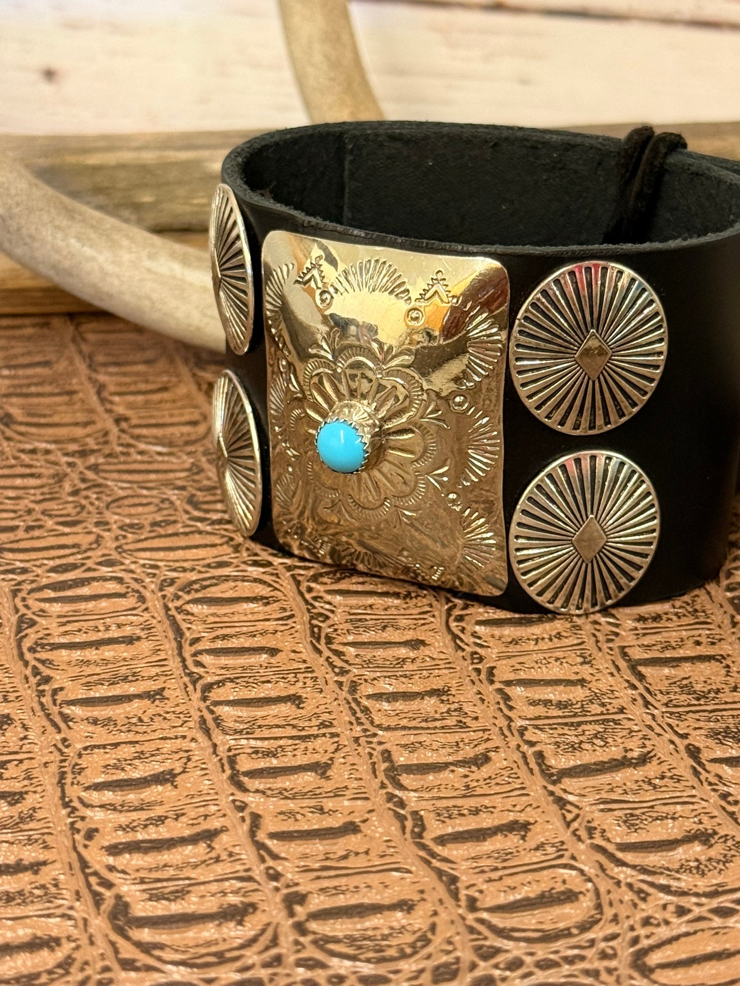 Bow Guard Nickel Silver and Turquoise