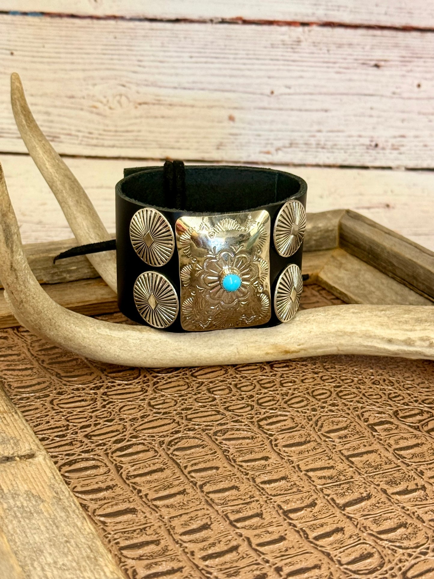 Bow Guard Nickel Silver and Turquoise