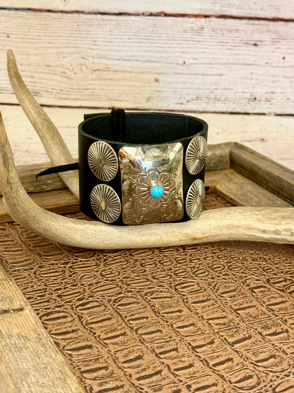 Bow Guard Nickel Silver and Turquoise