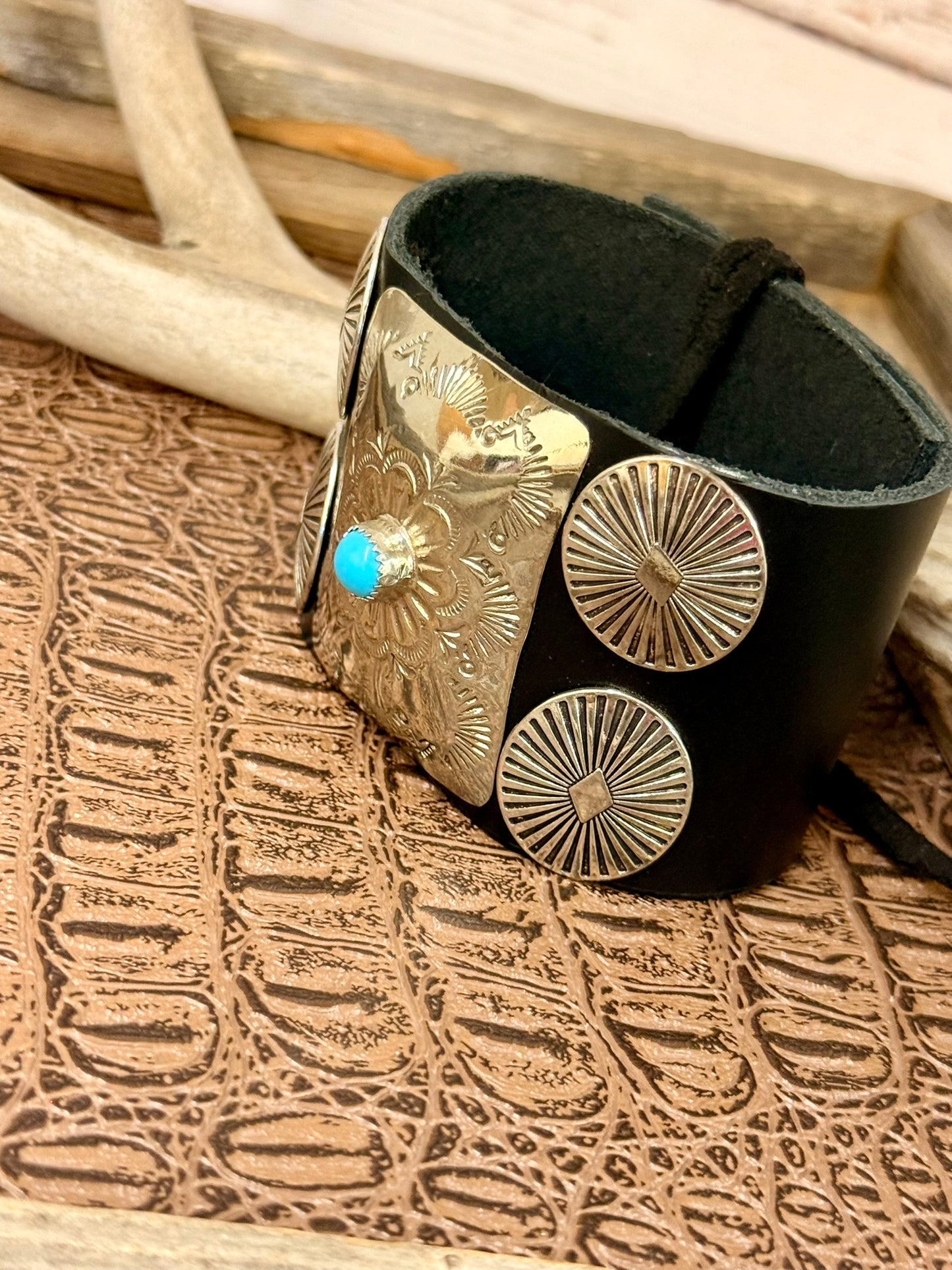Bow Guard Nickel Silver and Turquoise
