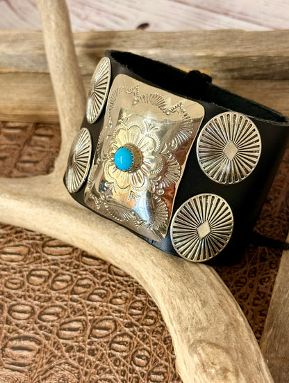 Bow Guard Nickel Silver and Turquoise
