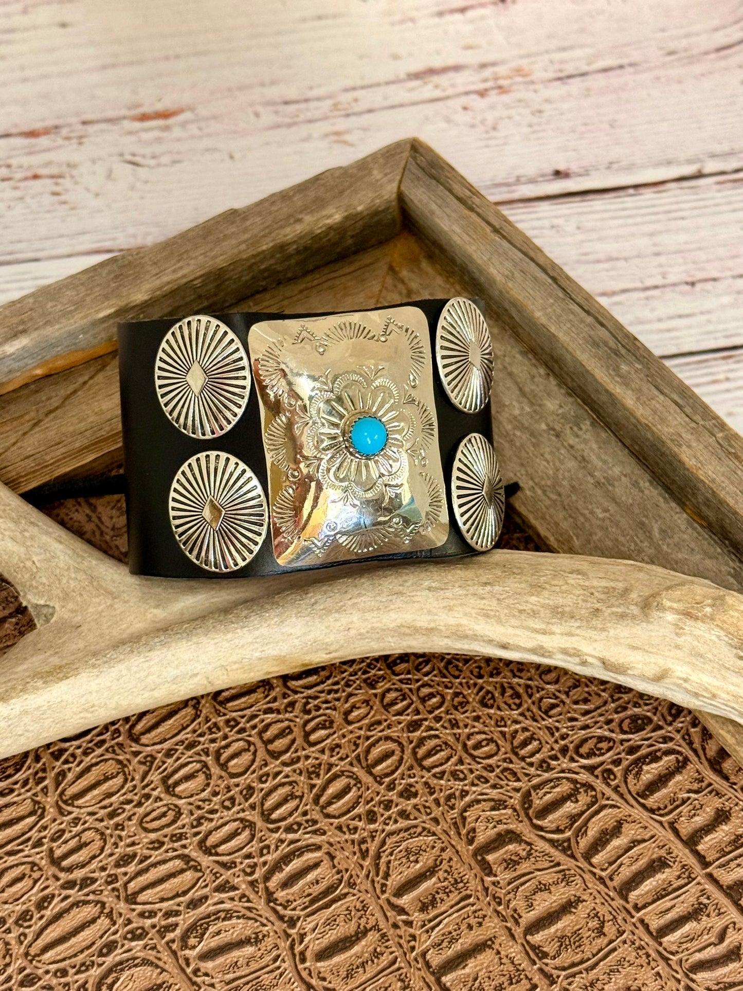 Bow Guard Nickel Silver and Turquoise