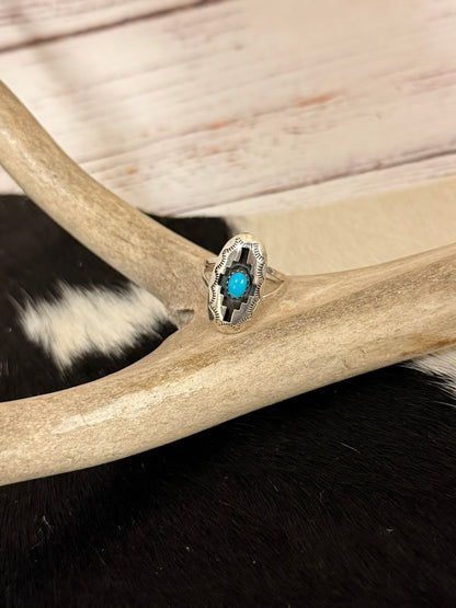 Shadowbox Turquoise Ring Size 6