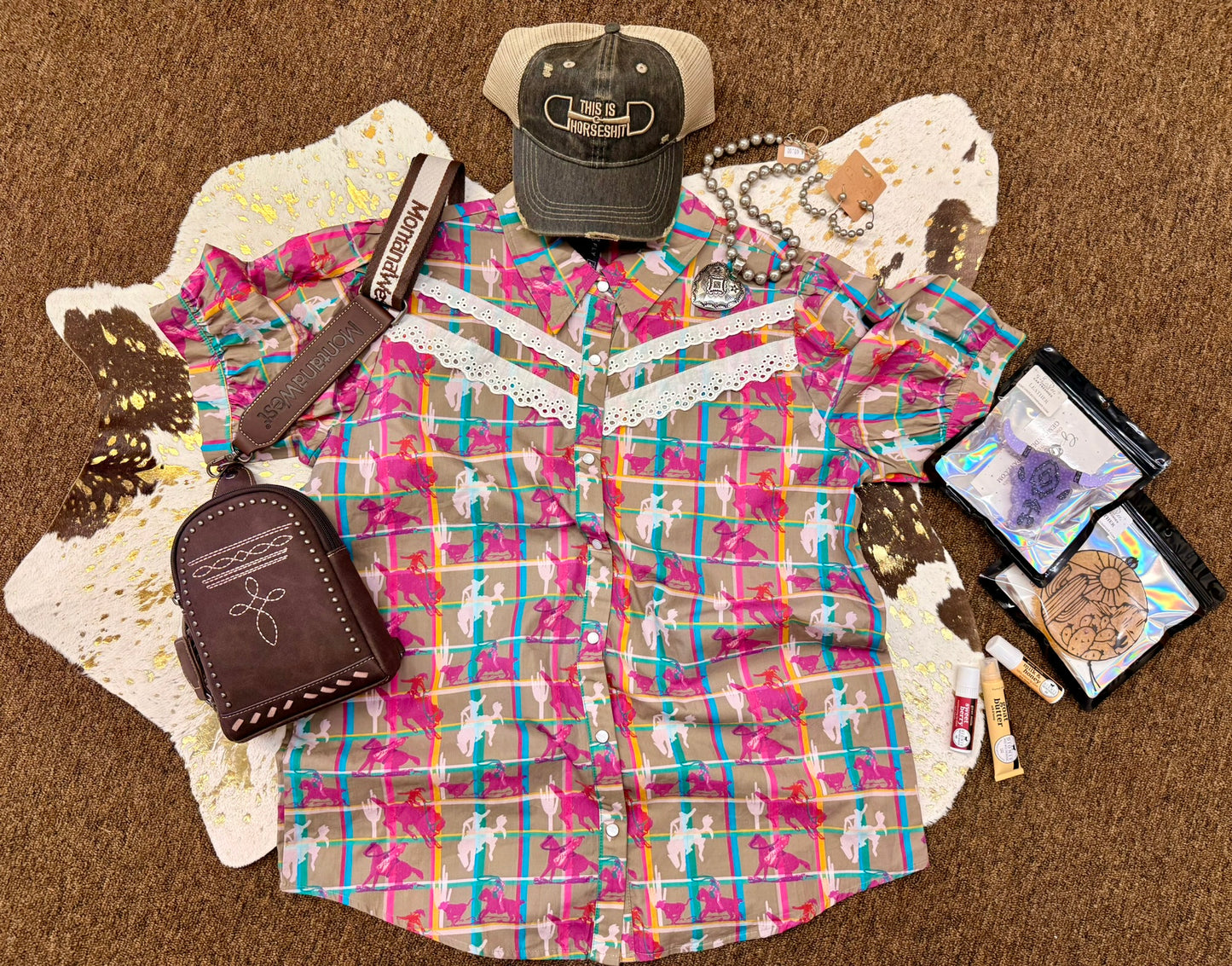 Pink Posse Plaid Lace Top