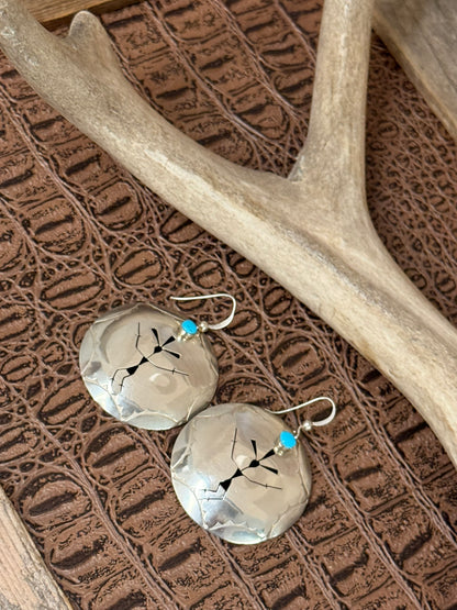 Vintage Concho Kokopelli Turquoise Earrings