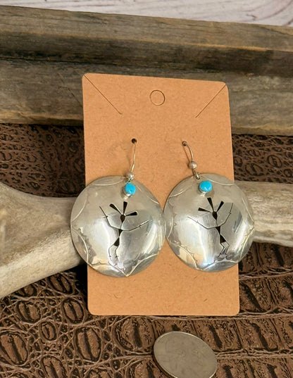Vintage Concho Kokopelli Turquoise Earrings