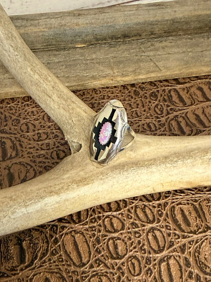 Pink Opal Shadowbox Ring Size 8.5