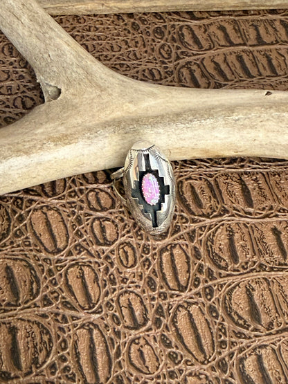 Pink Opal Shadowbox Ring Size 8.5