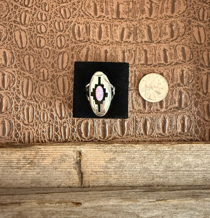 Pink Opal Shadowbox Ring Size 8.5