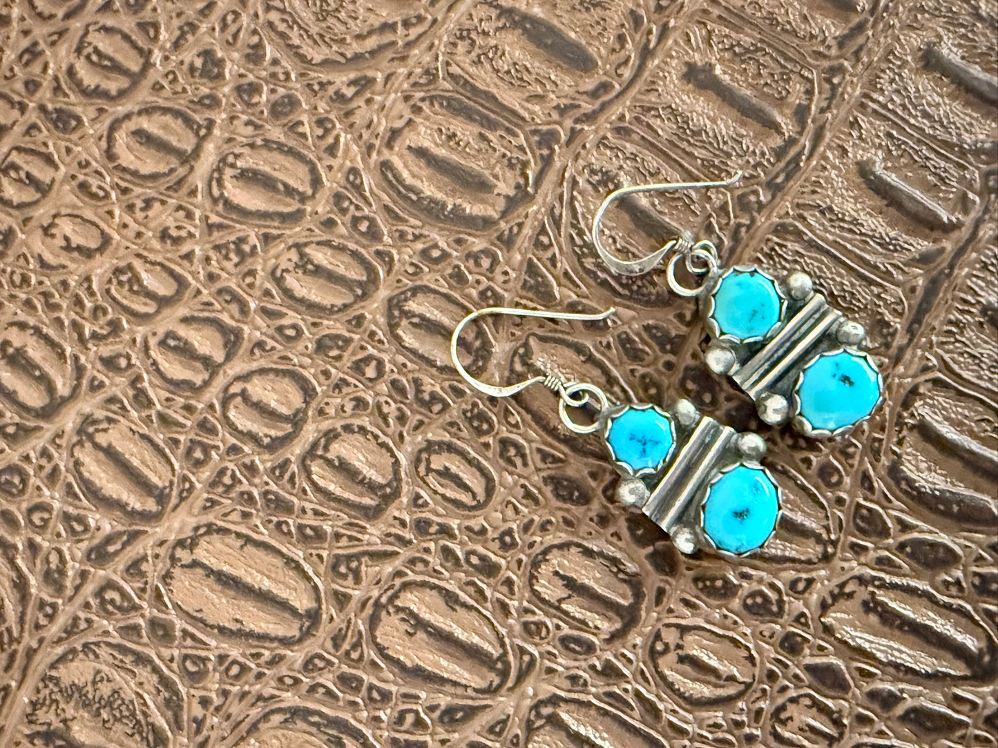 Two Turquoise Stone Drop Earrings