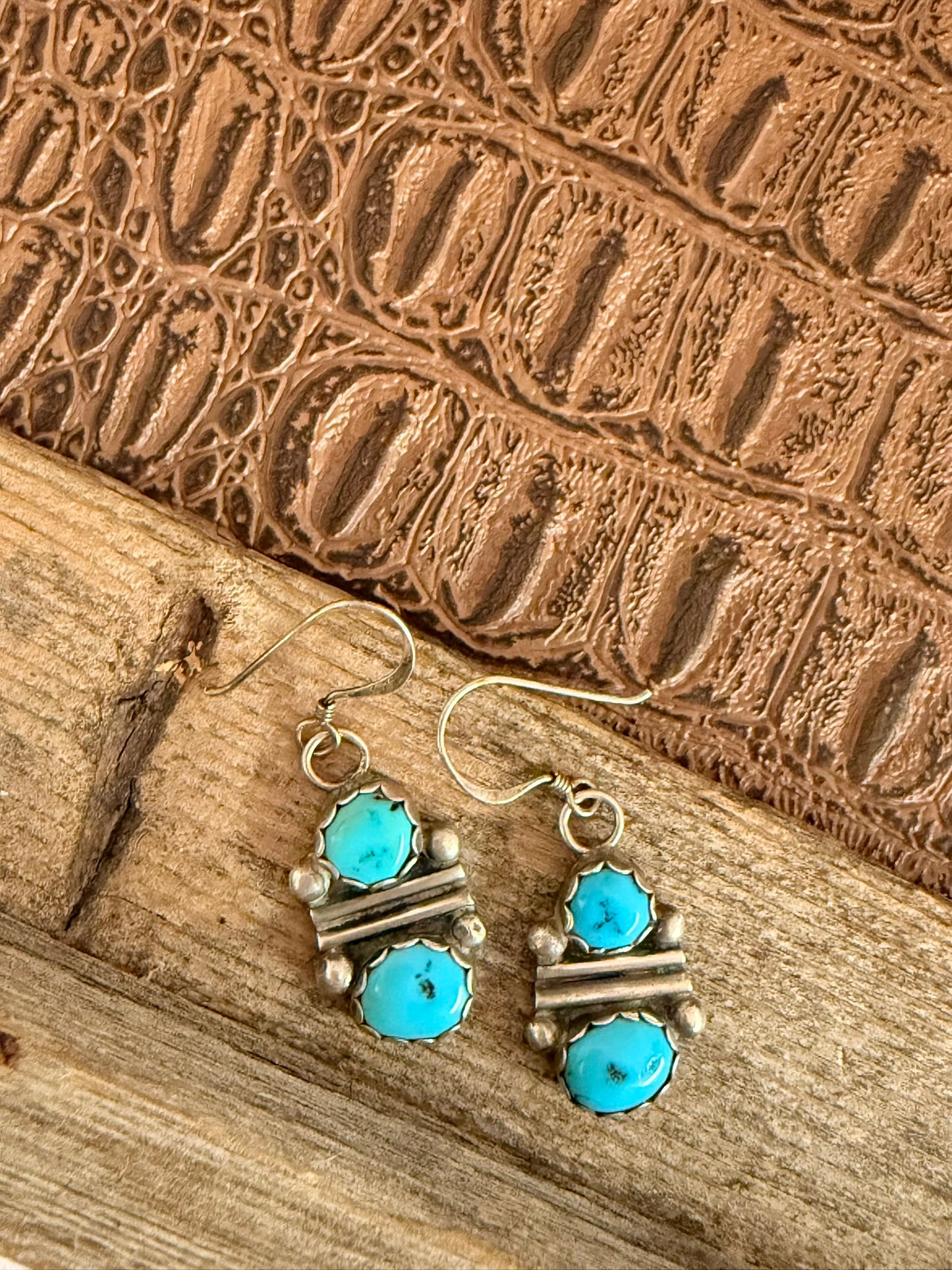 Two Turquoise Stone Drop Earrings