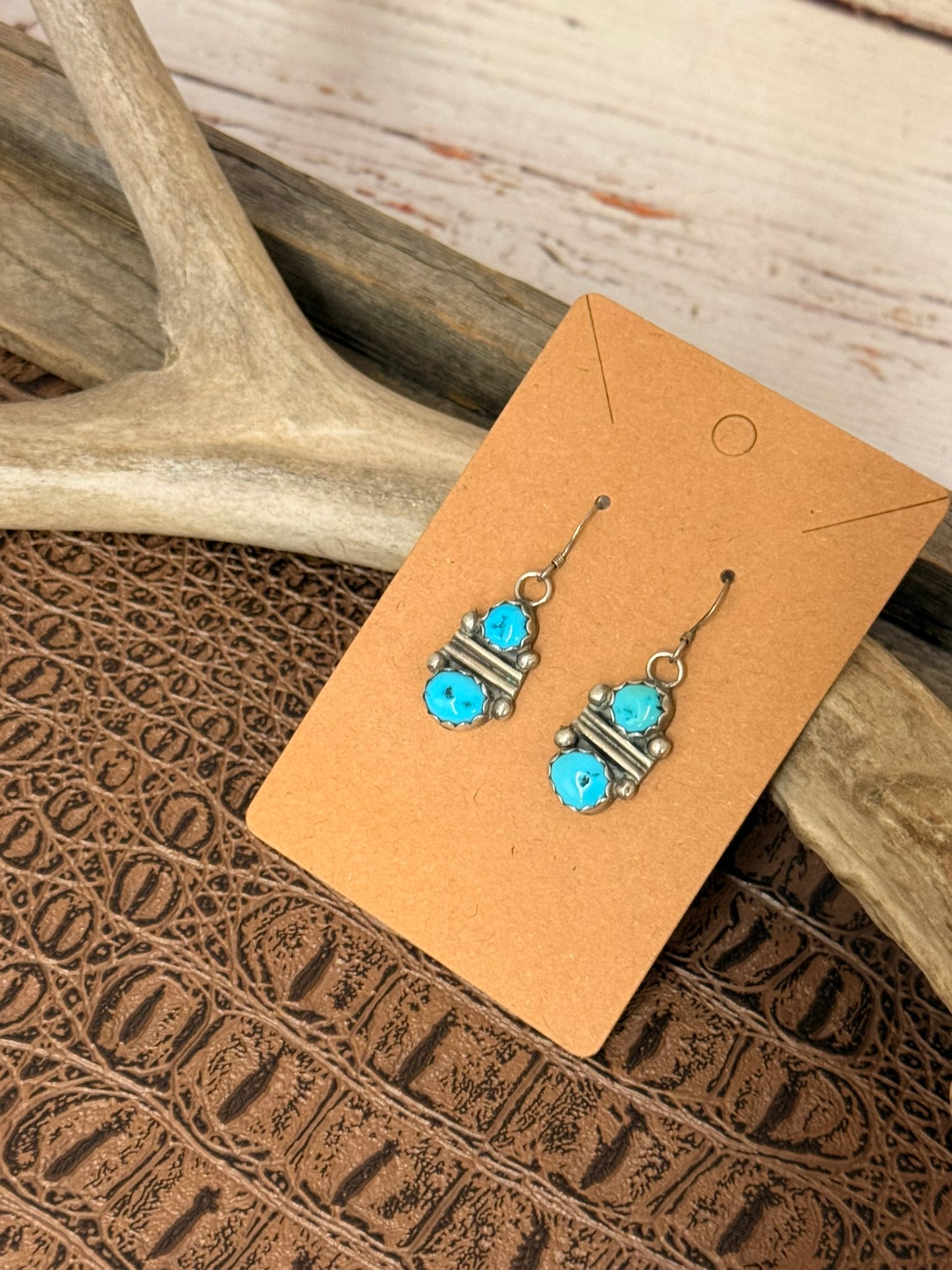 Two Turquoise Stone Drop Earrings