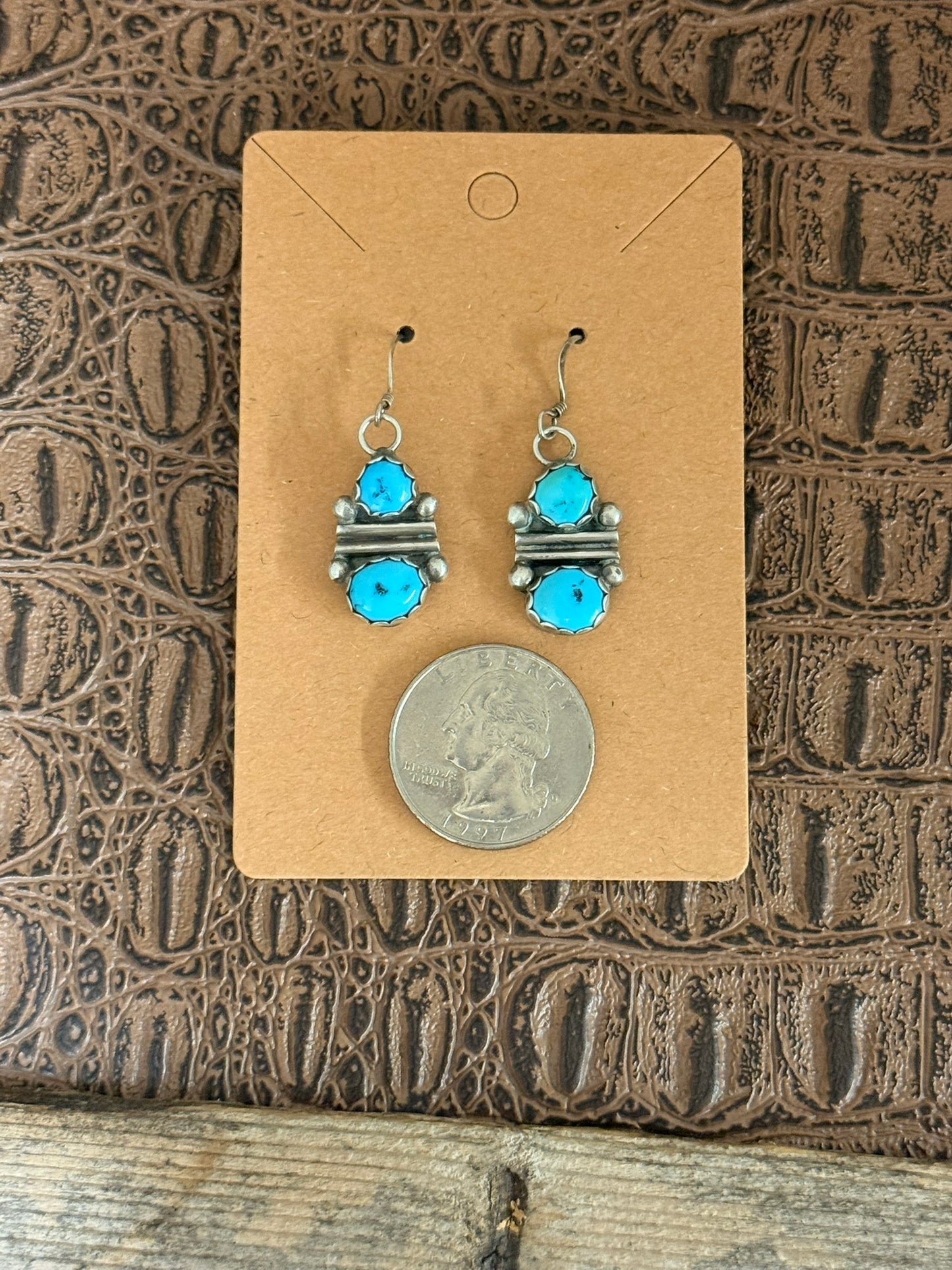 Two Turquoise Stone Drop Earrings