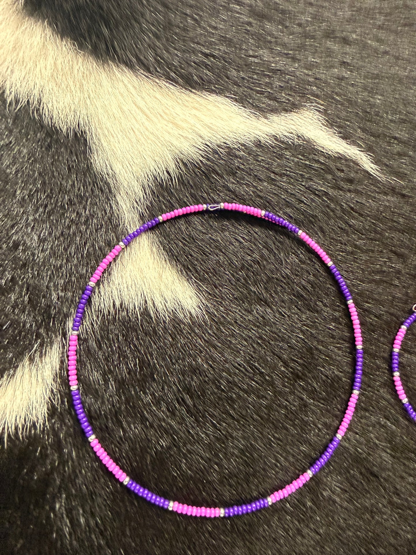 Navajo Handstrung Beaded Choker and Matching Bracelet Purple