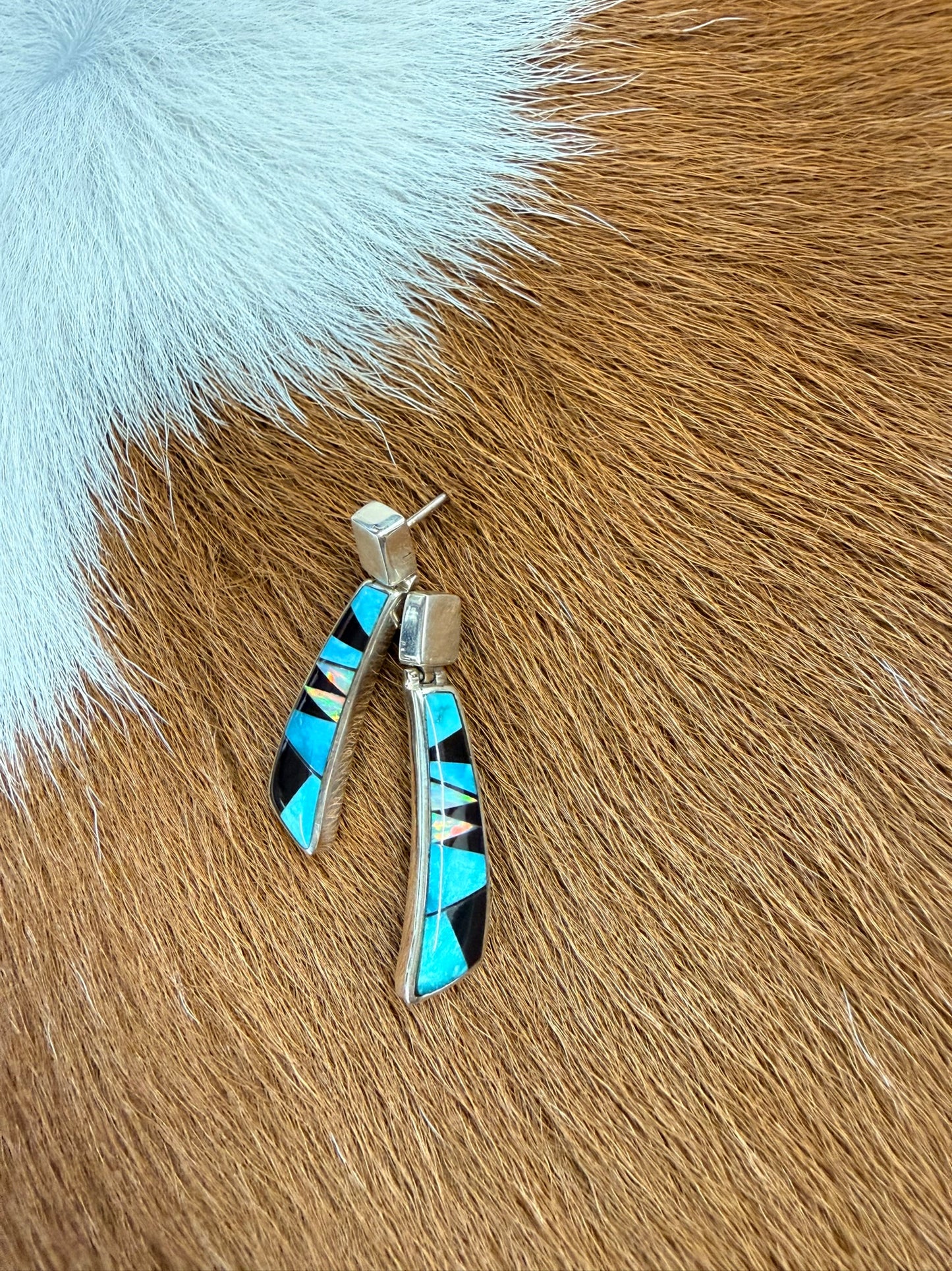 Opal and Turquoise Inlay Earrings