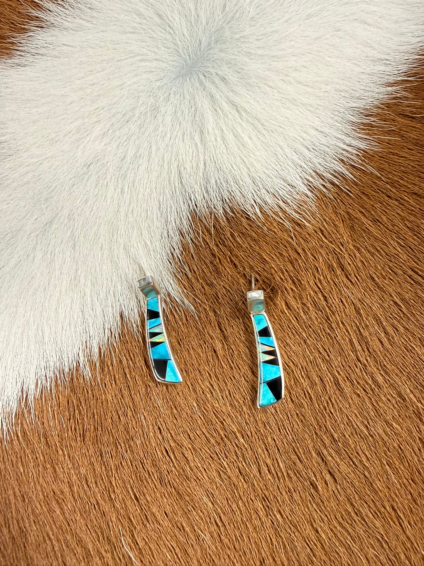 Opal and Turquoise Inlay Earrings