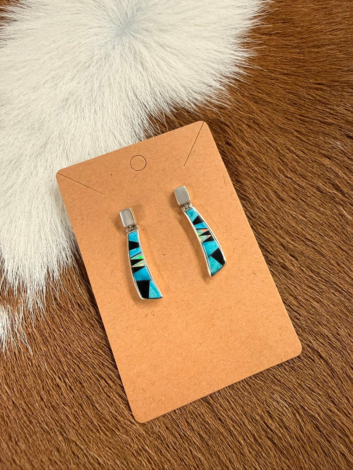 Opal and Turquoise Inlay Earrings