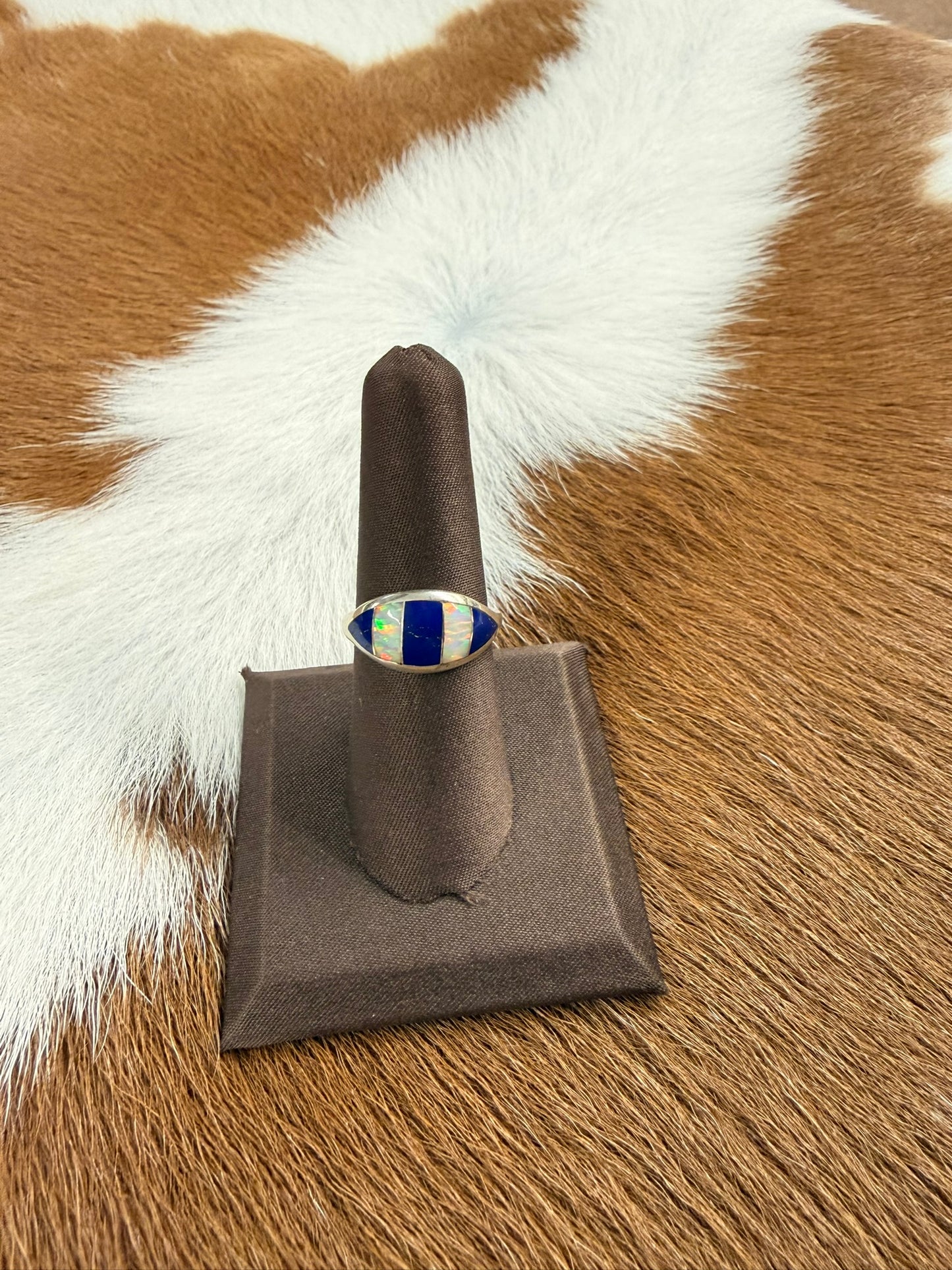 Opal and Lapis Inlay Ring Size 7