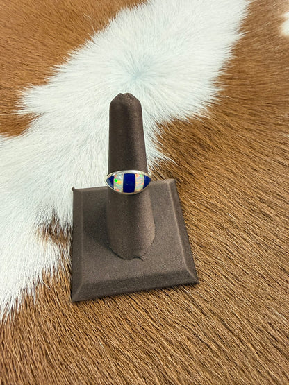 Opal and Lapis Inlay Ring Size 7