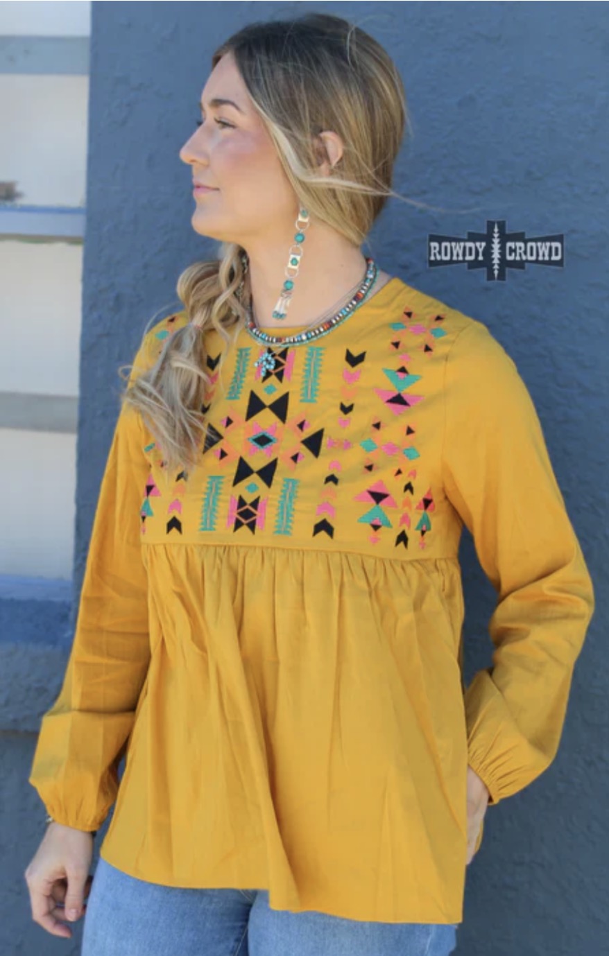Mustard Aztec Blouse