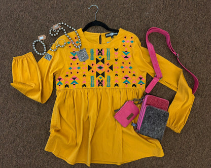 Mustard Aztec Blouse