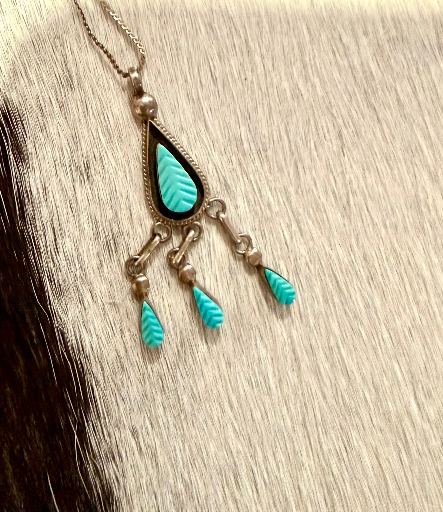 Zuni Sleeping Beauty Carved Necklace