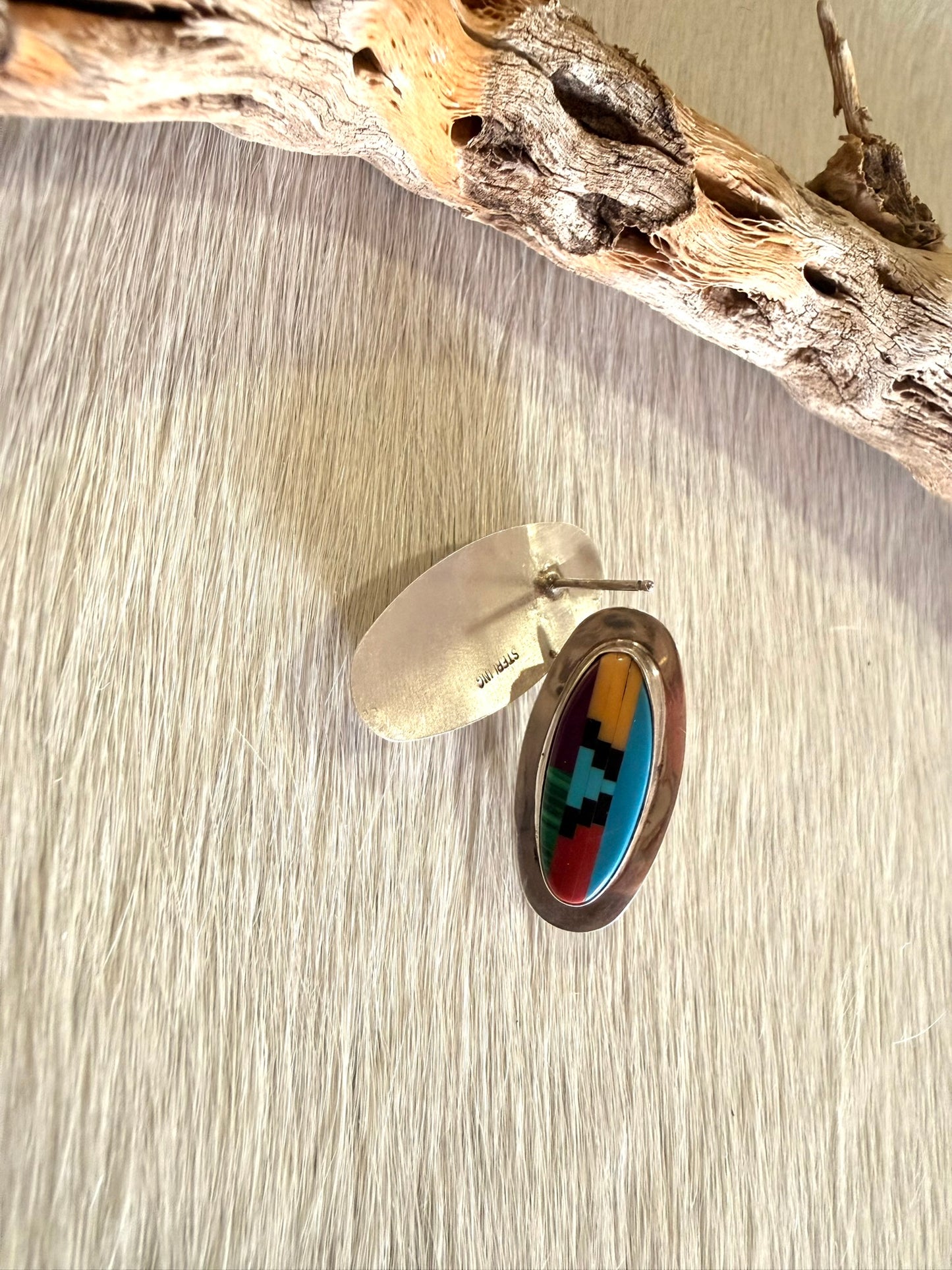 Mosiac Inlay Oval Earrings